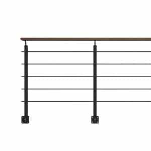 Kordo Geländerset 2m Alu Schwarz Handlauf Kebony Seitliche Befestigung Opalu