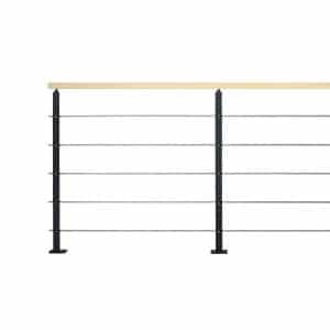 Kordo Geländerset 2m Stahl Schwarz Handlauf Buche Universo