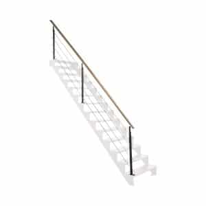 Kordo Treppengeländerset 4m Stahl Schwarz Handlauf Buche Universo