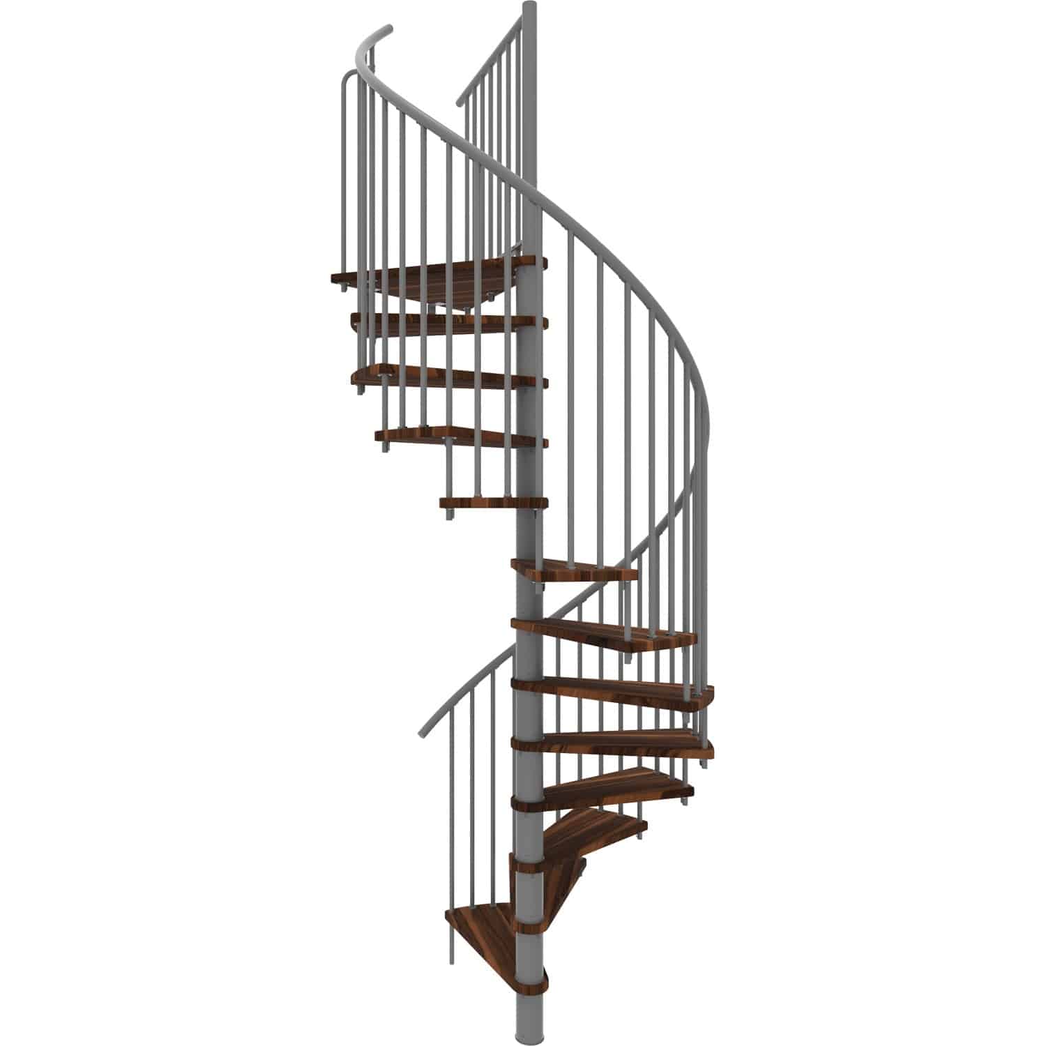 Minka Spindeltreppe Spiral Smart Walnuss Grau Ø120 cm Geschoßhöhe bis 305