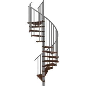 Minka Spindeltreppe Spiral Smart Walnuss Grau Ø140 cm Geschoßhöhe bis 305