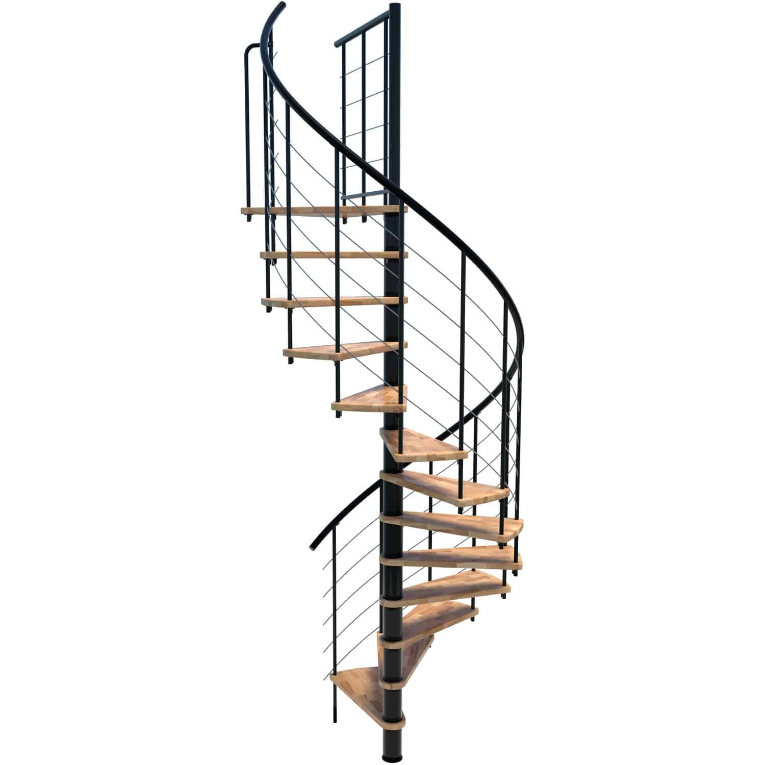 Minka Spindeltreppe Venezia Smart Buche Schwarz Ø140 cm Geschoßhöhe bis 305
