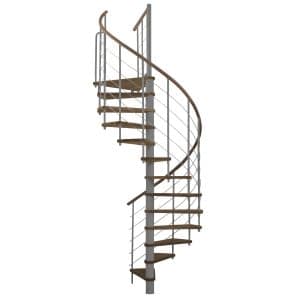 Minka Spindeltreppe Venezia Walnuss Grau Ø 120 cm Geschosshöhe bis 305