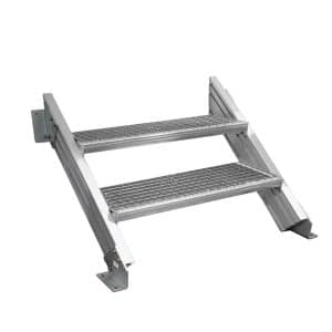 Treba Außentreppe Alaska 3 mit 2 Gitterroststufen 100 cm x 27 cm Aluminium