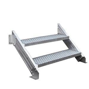 Treba Außentreppe Alaska 3 mit 2 Lochblechstufen 100 cm x 27 cm Aluminium