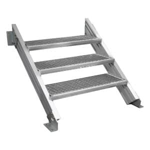 Treba Außentreppe Alaska 3 mit 3 Gitterroststufen 80 cm x 27 cm Aluminium