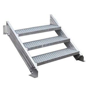 Treba Außentreppe Alaska 3 mit 3 Lochblechstufen 100 cm x 27 cm Aluminium