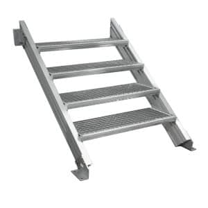Treba Außentreppe Alaska 3 mit 4 Gitterroststufen 80 cm x 27 cm Aluminium