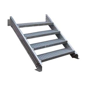 Treba Außentreppe Alaska 3 mit 4 Lochblechstufen 100 cm x 27 cm Aluminium
