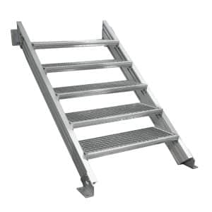Treba Außentreppe Alaska 3 mit 5 Gitterroststufen 100 cm x 27 cm Aluminium