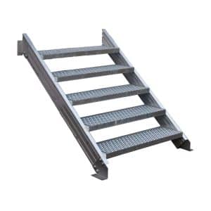Treba Außentreppe Alaska 3 mit 5 Lochblechstufen 80 cm x 27 cm Aluminium