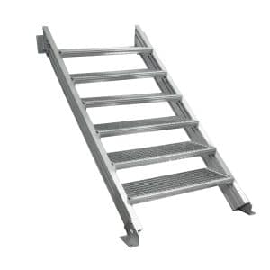 Treba Außentreppe Alaska 3 mit 6 Gitterroststufen 100 cm x 27 cm Aluminium
