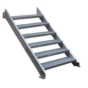 Treba Außentreppe Alaska 3 mit 6 Lochblechstufen 100 cm x 27 cm Aluminium