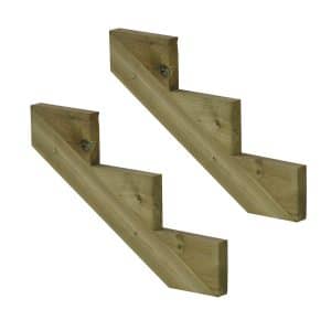 Vinuovo 2er Set Treppenwange 3 Stufen aus KDI Holz für Gartentreppen 51cm