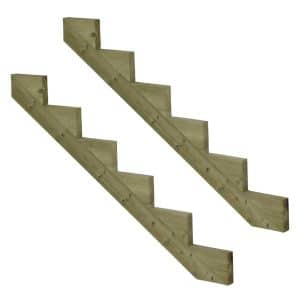 Vinuovo 2er Set Treppenwange 6 Stufen aus KDI Holz für Gartentreppen 102cm