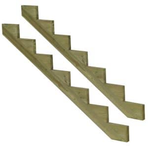 Vinuovo 2er Set Treppenwange 7 Stufen aus KDI Holz für Gartentreppen 119cm