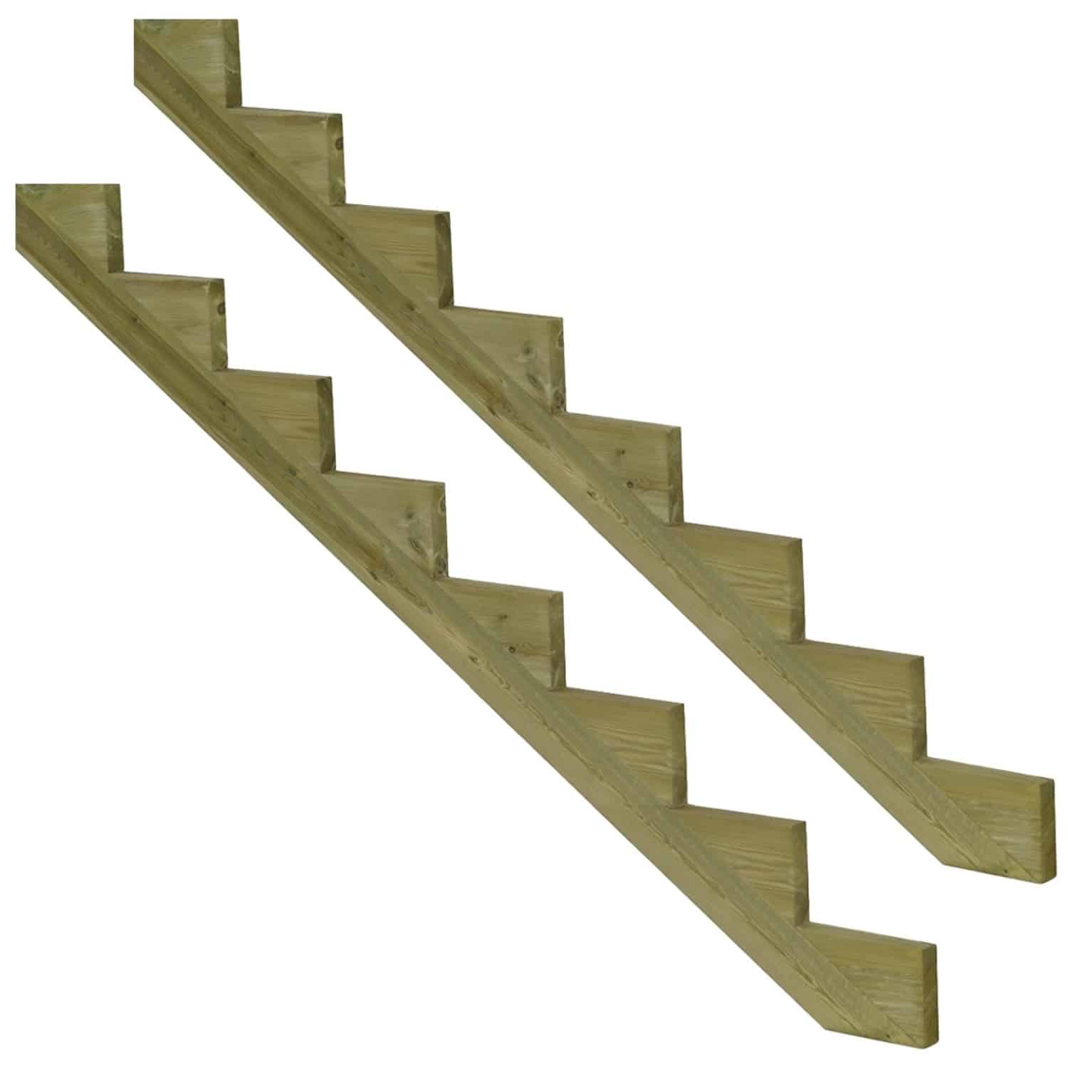 Vinuovo 2er Set Treppenwange 8 Stufen aus KDI Holz für Gartentreppen 136cm