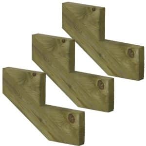 Vinuovo 3er Set Treppenwange 2 Stufen aus KDI Holz für Gartentreppen 34cm