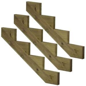 Vinuovo 3er Set Treppenwange 4 Stufen aus KDI Holz für Gartentreppen