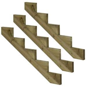 Vinuovo 3er Set Treppenwange 5 Stufen aus KDI Holz für Gartentreppen 85cm