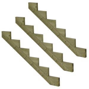 Vinuovo 3er Set Treppenwange 6 Stufen aus KDI Holz für Gartentreppen 102cm