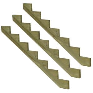 Vinuovo 3er Set Treppenwange 7 Stufen aus KDI Holz für Gartentreppen 119cm