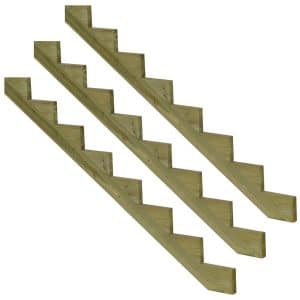 Vinuovo 3er Set Treppenwange 8 Stufen aus KDI Holz für Gartentreppen 136cm