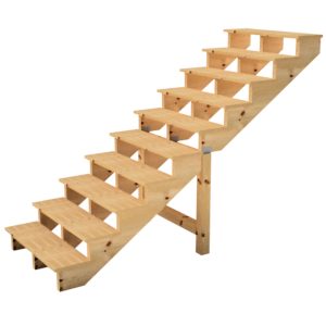 Vinuovo Außentreppe Holz 10 Stufen 100cm ohne Setzstufen