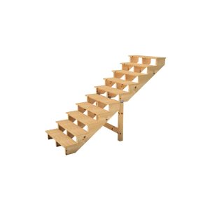 Vinuovo Außentreppe Holz 10 Stufen 80cm ohne Setzstufen