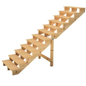 Vinuovo Außentreppe Holz 12 Stufen 100cm ohne Setzstufen