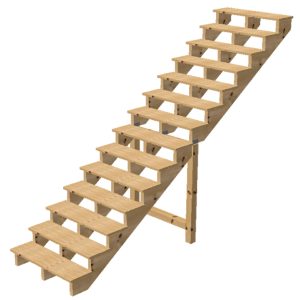 Vinuovo Außentreppe Holz 14 Stufen 160cm ohne Setzstufen