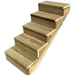 Vinuovo Außentreppe Holz 5 Stufen 60cm mit Setzstufen