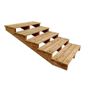 Vinuovo Außentreppe Holz XL 5 Stufen Extra Tief 120cm