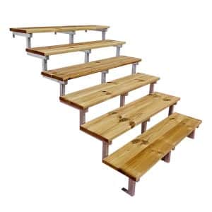 Vinuovo Außentreppe Stahl Oslo 6 Treppenstufen Holz 140cm