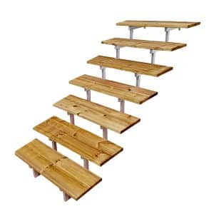 Vinuovo Außentreppe Stahl Oslo 7 Treppenstufen Holz 100cm