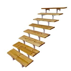 Vinuovo Außentreppe Stahl Oslo 8 Treppenstufen Holz 100cm