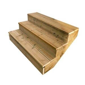 Vinuovo Gartentreppe Holz 3 Stufen 120cm mit Setzstufen