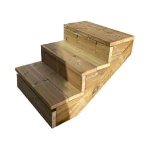 Vinuovo Gartentreppe Holz 3 Stufen 60cm mit Setzstufen