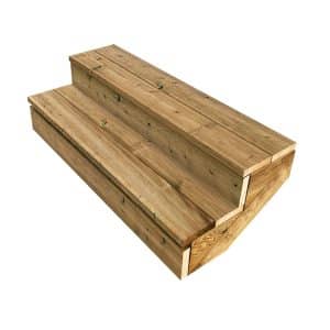Vinuovo Terrassentreppe Holz 2 Stufen 120cm mit Setzstufen
